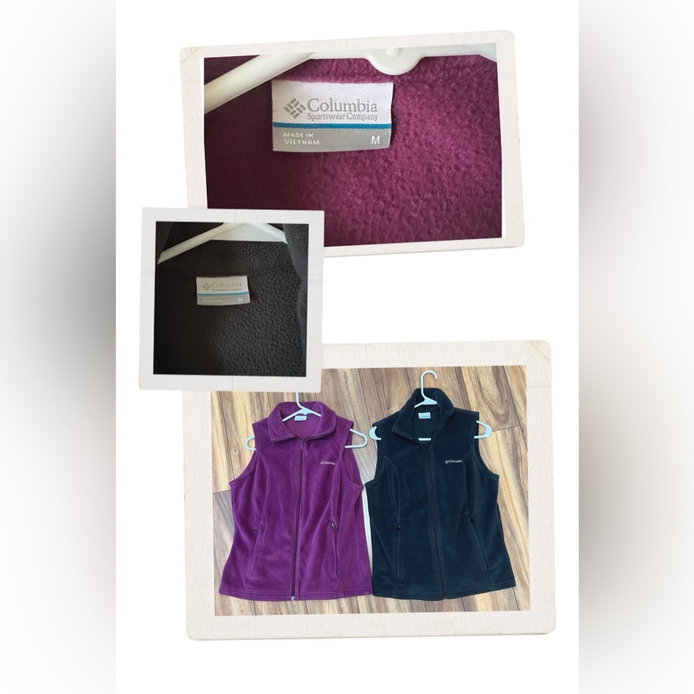 Columbia Purple and Black Fleece Vests Set